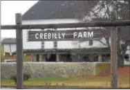  ?? PETE BANNAN — DIGITAL FIRST MEDIA ?? A sign marks the entrance to Crebilly Farm along Route 926 in Westtown.