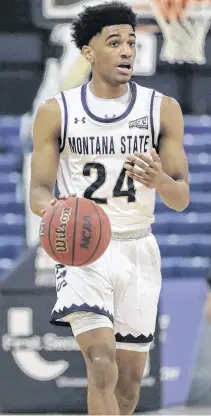  ?? GARRETT BECKER • MSU ATHLETICS ?? Dartmouth’s Kellen Tynes of the Montana State Bobcats brings the ball upcourt during an NCAA game against Yellowston­e Christian on Sunday night.