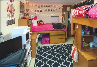  ?? Associated Press photo ?? This photo provided by Joel Ninmann and UW-Madison University Housing shows a student finalist dorm room in Witte Residence Hall that was part of the their annual Best Room Contest. To avoid overbuying and overpackin­g for dorm life, check the college...