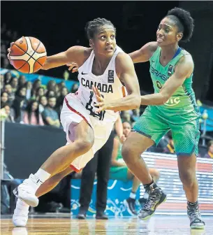  ?? GABRIEL ROSSI GETTY IMAGES FILE PHOTO ?? Shay Colley, driving to the hoop at last summer’s AmeriCup in Argentina, is a big part of what the Canadian women’s program is building — now and for the future.