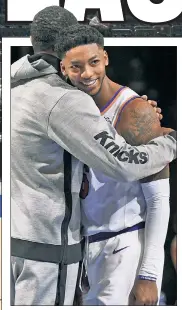  ?? Getty Images ?? SAY CHEESE: Elfrid Payton, all smiles after Thursday’s 114-104 win over Detroit, scored 20 points in his return from a hamstring strain, while Julius Randle (right) paced the Knicks with 27 points.