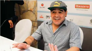  ?? AFP ?? Diego Maradona during a press conference in Naples. —
