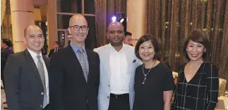  ??  ?? SHANG Properties’ Noel Bobong (from left), Miguel Feuermann, Rajeev Gar, Milen Treichler and Rose Santos