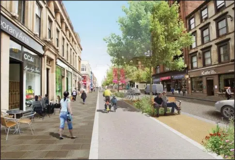  ??  ?? An artist’s impression of how the redevelope­d section of Sauchiehal­l Street will look – work on the project is about to get under way