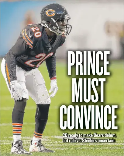  ??  ?? Veteran cornerback Prince Amukamara missed the Bears’ first two games with an injury to his right ankle. | AP