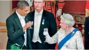  ?? AP file ?? Queen Elizabeth II, and former US president Barack Obama attend a state banquet in Buckingham Palace, London. —