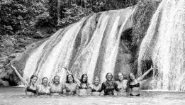  ?? ?? Brazilian surfers enjoying the thrill of Reach Falls in Portland.