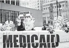  ?? JUSTIN LANE, EPA ?? Protest in New York in March against proposed Republican legislatio­n that would change Medicaid funding.