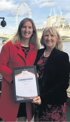  ??  ?? Gayner Johnson and her daughter Amy Daminet down in London at the Houses of Parliament for the Best Small Shop in Britain 2018 awards, representi­ng their family-owned business Johnsons on Hinckley’s Castle Street