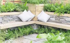  ?? ?? If you are building raised beds or retaining walls, try to build them around 45cm high, and generous so you can put a cushion on them.