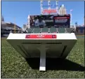  ?? TIM PHILLIS — FOR THE NEWS-HERALD ?? A base signifying opening day is shown during the Indians’ 2019 home opener at Progressiv­e Field.