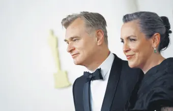  ?? ?? Christophe­r Nolan and Emma Thomas pose on the red carpet during the Oscars arrivals at the 96th Academy Awards in Hollywood, Los Angeles, California, U.S., March 10, 2024.