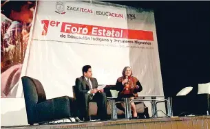  ??  ?? La consejera Sylvia Schmelkes participó en el primer Foro Estatal de Educación Indígena y Jornaleros Agrícolas Migrantes.