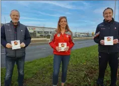  ??  ?? Sean McClean, Lorraine Young and Peter Fitzpatric­k promoting the Louth GAA Stadium draw gift package,