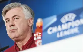  ??  ?? MUNICH: Bayern Munich’s Italian headcoach Carlo Ancelotti attends a press conference in Munich, southern Germany, yesterday, on the eve of the UEFA Champions League group D match between FC Bayern Munich and Atletico Madrid. — AFP