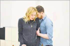  ??  ?? Beth Riesgraf and Zach Appelman in a rehearsal for “The Engagement Party.”