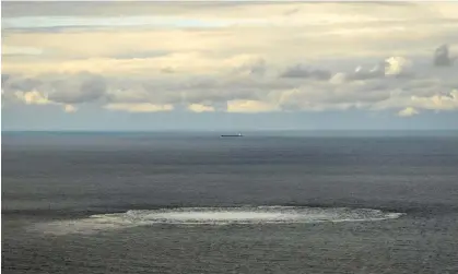  ?? ?? One of the four gas leaks from the Nord Stream pipelines in the Baltic Sea. Photograph: AFP/Getty Images