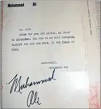  ??  ?? Pen pal: A personal letter addressed to Dave Cameron from Muhammad Ali when he lived in Cherry Hill, New Jersey.