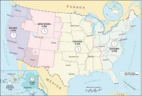  ?? Contribute­d image ?? A map shows time zones for the United States. Legislator­s are considerin­g a measure to move Connecticu­t to a different time zone.