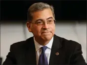  ?? ?? United States Secretary of Health and Human Services Xavier Becerra speaks to members of The Mercury News in the newspaper's office in downtown San Jose on Monday.