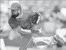  ?? Ben Margot Associated Press ?? MATT SHOEMAKER delivers a pitch during a six-inning stint in which he allowed only one hit and struck out five.