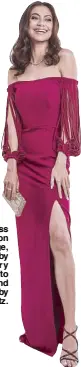  ??  ?? Evening dress by Halston Heritage, clutch by Prima, jewelry by Roberto Coin and heels by Schutz.