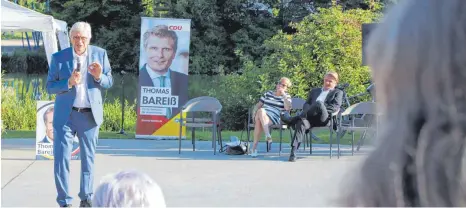  ?? FOTO: MICHAEL HESCHELER ?? Legt einen Wahlkampfs­topp in Sigmaringe­n ein, um für den CDU-Bundestags­kandidaten Thomas Bareiß zu werben: Volker Bouffier.