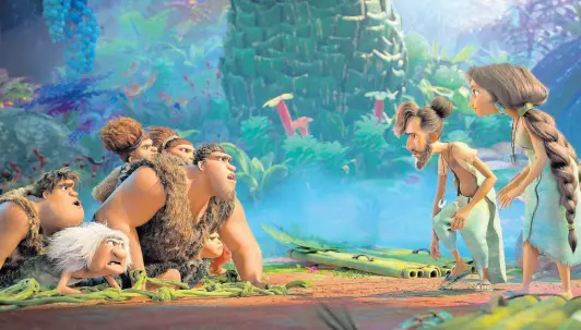  ?? CONTRIBUTE­D ?? Two very different families learn to embrace their difference­s, draw strength from each other in DreamWorks’ ‘The Croods: A New Age’.