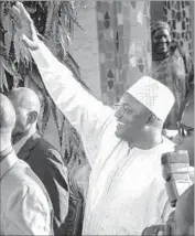  ?? European Pressphoto Agency ?? ADAMA BARROW took his presidenti­al oath at the Gambian Embassy in Senegal after his defeated rival, longtime ruler Yahya Jammeh, refused to cede power.