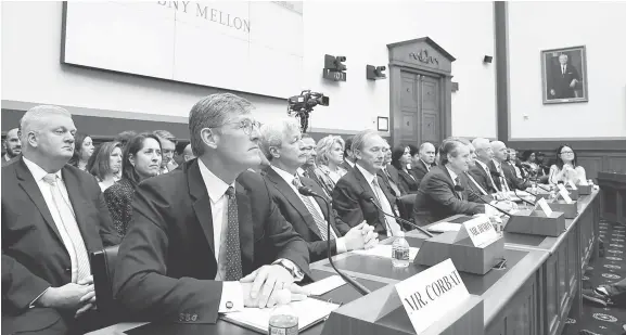  ?? — Reuters photo ?? Corbat looks on during a House Financial Services Committee hearing on Capitol Hill.