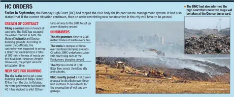  ??  ?? The BMC had also informed the high court that corrective steps will be taken at the Deonar dump yard.