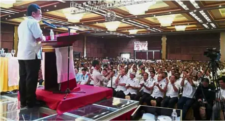  ??  ?? Presidenti­al speech: Shafie addressing party members for the first time during the congress in Kota Kinabalu.