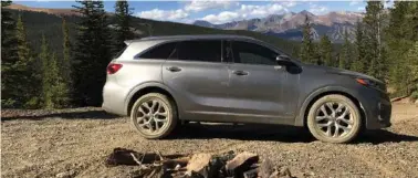  ?? (Robert Duffer/Chicago Tribune/TNS) ?? The 2019 Kia Sorento SXL is a spacious three-row crossover with AWD off-road capability and a premium interior, outside of Breckenrid­ge, Colo., on September 18, 2018.