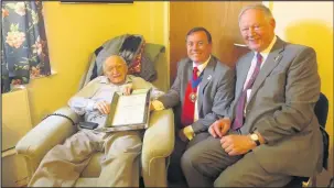  ??  ?? Pictured, left to right: Kenneth Cotterill, Christophe­r Macleod (President of Insurance Institute of Leicester) and Keith Torrance (Membership Secretary).