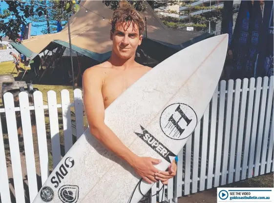  ??  ?? Evans Head surfer Callum Robson has progressed through to Round 3 of the Burleigh Pro.