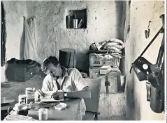  ??  ?? Botting on his expedition to Socotra island in 1956 and, below, right of picture, with Anthony Smith, left, and Alan Root during the 1962 balloon Safari