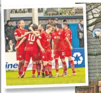  ?? ?? Delight Stirling Albion players celebrate Jack Leitch’s fine strike