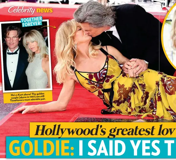  ??  ?? The golden He’s a Kurt above! are still couple (above in 1997) adorable pair. Tinseltown’s most