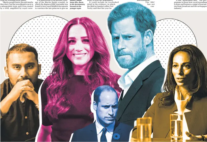  ?? ?? Amol Rajan appears with the Duchess of Sussex’s lawyer Jenny Afia, above, in the documentar­y focused on the younger royals