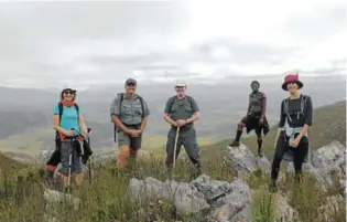  ??  ?? From left, AnnaMarie Douglas, Andreas Groenewald, Eugene McConville, Nancy Thom and Catherine Del Monte enjoying the great outdoors.