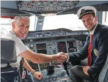  ??  ?? Head man: Sam Warburton with pilot Steve Ager