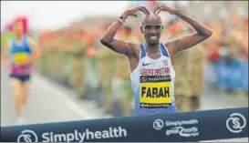  ?? AFP ?? Britain's Mo Farah won the men's elite race of the Great North Run halfmarath­on in South Shields.