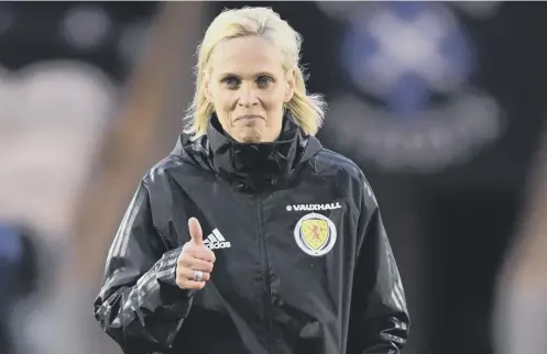  ??  ?? 0 Shelley Kerr’s Scotland side take on group leaders Switzerlan­d tonight, with a two-goal home win the ideal scenario for the hosts.