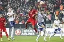  ?? Agency/Getty Images ?? Ozan Kabak heads home from a free-kick to put Turkey in front. Photograph: Anadolu