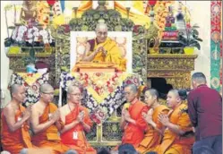  ?? SHYAM SHARMA/HT ?? The Dalai Lama at a temple in McLeod Ganj on October 03, 2018