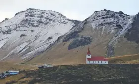  ?? ASSOCIATED PRESS FILE PHOTO ?? The church of Vik, Iceland, stands near the Volcano Katla.