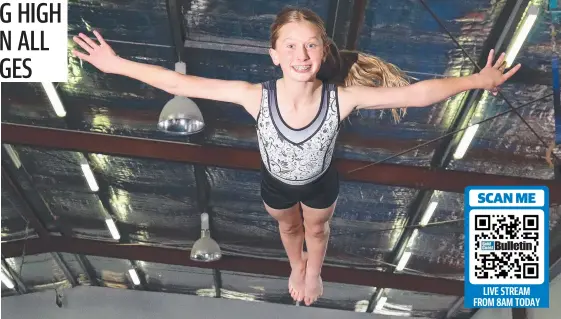  ?? ?? Anika Reid flies high during training at Southport Gymnastics club. Picture: Glenn Hampson