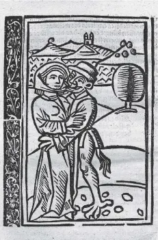  ?? FOTO: STADT NEUSS/ARCHIV ?? Dieser Stich mit dem Titel „Einladung zur Teufelsbuh­lschaft“aus dem Jahr 1508 spielt auf Hexenverfo­lgungen an.