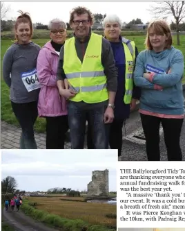  ?? Photos by Helen Lane ?? Walkers who took part in the recent Stephen’s Day Fun Run and Walk in aid of the local Tidy Towns group in Ballylongf­ord, in a route that took them by the iconic Carrigafoy­le Castle (middle) and other hidden gems of the community.