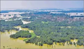  ?? PTI ?? An aerial view of a flood-affected area in Darbhanga district of Bihar on Sunday. n